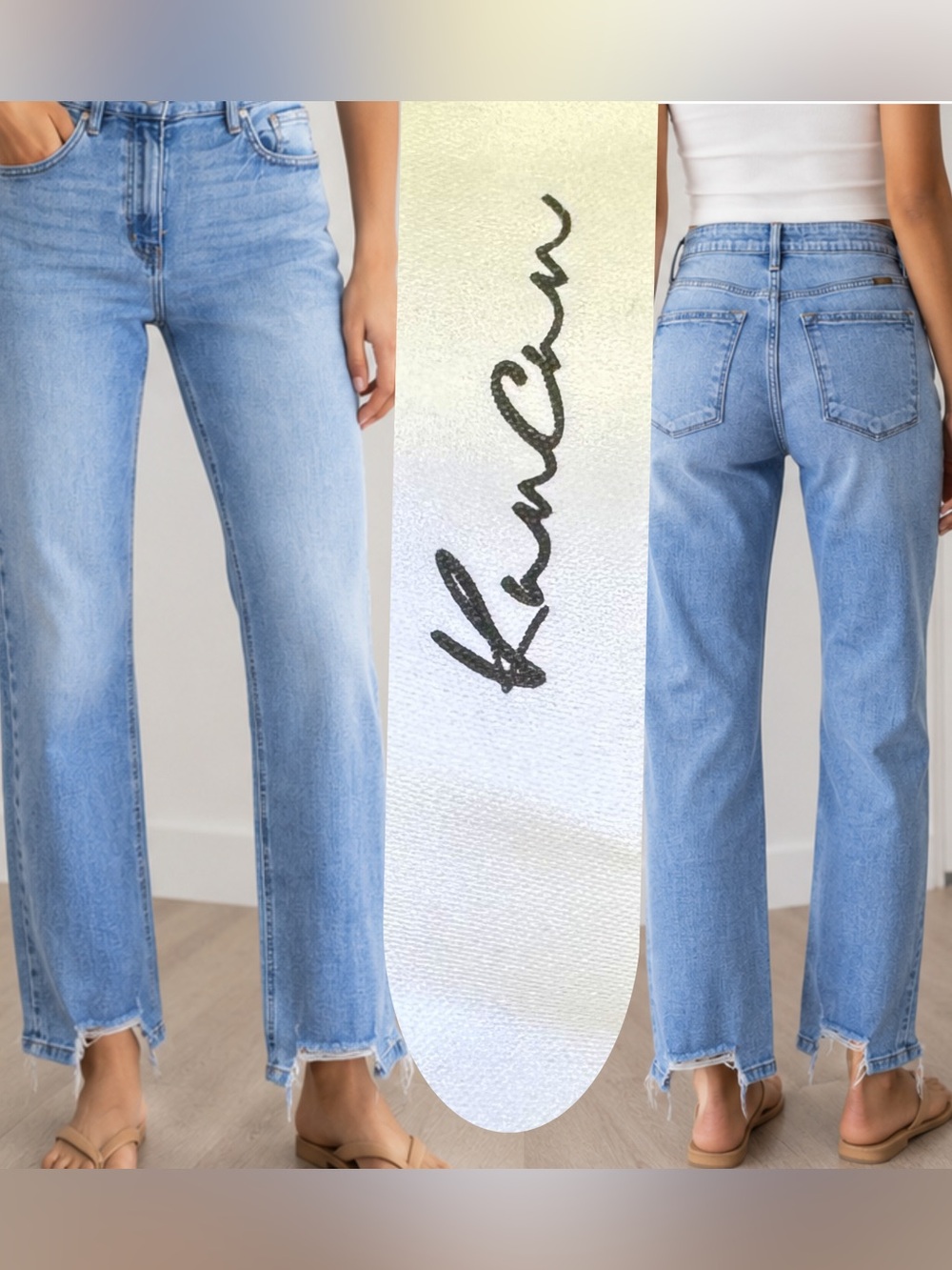 KanCan Light Medium Wash High-Rise Straight Leg cotton Denim Jeans | size 9/28